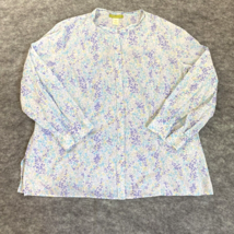 Sigrid Olsen Womens Shirt Size 2X White Blue Floral Green Long Sleeve Co... - £16.20 GBP