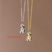 Minimalist teddy bear necklace, necklace with pendant, teddy necklace, 925s - £107.66 GBP