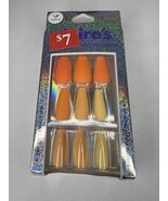 24pc Claire's Fake False Press On Nails Glue On Vegan Orange Sunset Coffin - $9.90