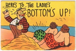 Postcard Here&#39;s To The Ladies. Bottoms Up - £7.73 GBP