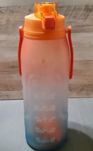 Motivational Water Bottle 115oz Time Markers Straw Strap Handle Spout Orange Blu - £18.41 GBP
