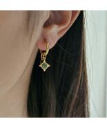 Natural stone detachable Bead charms Hoop earrings 18k Gold Stainless Steel - $25.00