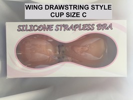 SILICONE STRAPLESS BRA CUP SIZE &quot;C&quot; STYLE WING DRAWSTRING - $4.99