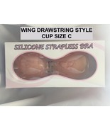 SILICONE STRAPLESS BRA CUP SIZE &quot;C&quot; STYLE WING DRAWSTRING - £3.75 GBP