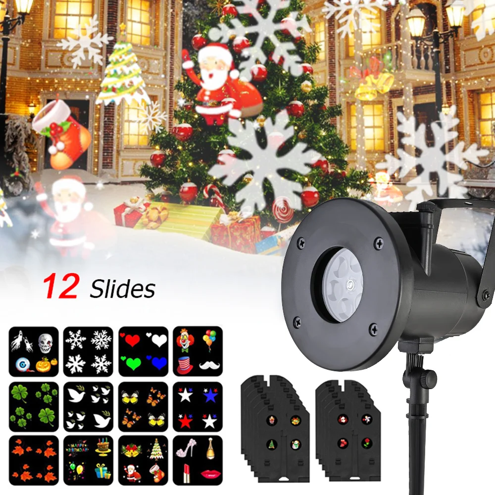 12 Pattern Christmas Snowflake Projector scape Lighting Christmas Party LED Stag - £110.55 GBP