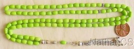 Islamic Prayer Beads 99 Oval Beads Lime Turquoise &amp; Sterling Silver - £154.16 GBP