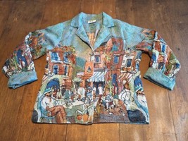  Michael Leu Designer Ladies Tapestry Button Up Blazer/Jacket Wearable Art Sz 1X - $28.70