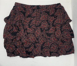 Sadie and Sage M black ruffled floral skirt D2 - £9.07 GBP
