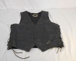 Silver Hawk Biker Gear Black Leather Vest 6341 - $18.05
