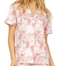 Flora Nikrooz Womens Printed Shorts Sleeve Top Color Mid Pink Size L - £31.31 GBP