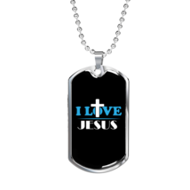 I Love Jesus Cross Necklace Stainless Steel or 18k Gold Dog Tag 24&quot; Chain - £37.79 GBP+