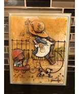Vintage Starbard Country Kid On Cycle 3D Litho Plaque Wall Hanging 6&quot; - £26.47 GBP