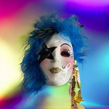 2012 Fancy Faces Signed Ceramic Hand Painted Mini Mask 5”x3” Mardi Gras ... - $23.38