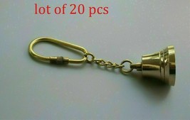 Lot of 20 Brass Polish Finish Bell Key-chain Marine Nautical Keyring Gift - £55.81 GBP