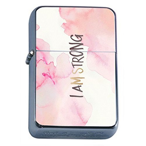 I Am Strong Flip Top Oil Lighter Em1 Smoking Cigarette Silver Case Included - $8.95
