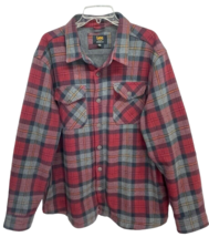 Lee Mens Shirt Regular Fit Red Gray Plaid Lined Button Down Heavy Weight... - $31.49