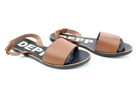 Asos Depp London Tan Slide Sandals Size UK 6 US 8 Leather Two Part - £31.10 GBP