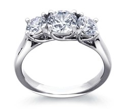 1.00CT Forever One Moissanite 3-Stone Trellis Ring White Gold C&amp;C Certified - £526.25 GBP