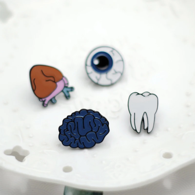 Game Fun Play Toys Organ Brain Eye Tooth Mini StethoA Brooch Enamel Pin For Doct - £23.12 GBP