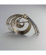 Vintage Sterling Silver Modernist Brooch with Faux Pearl – Mid Century J... - $48.29 CAD