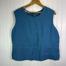 Bryn Walker Women&#39;s Size M Isola 100% Linen Sleeveless Tank Top Blue Teal - $538.65 MXN