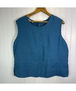 Bryn Walker Women&#39;s Size M Isola 100% Linen Sleeveless Tank Top Blue Teal - $538.65 MXN