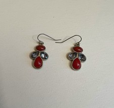 Lauren Conrad Art Deco Red Earrings Costume Fashion Jewelry - $15.23