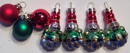 Vintage Glass Christmas Ornament Set of 7 Mini Balls Toy Soldiers - £15.82 GBP