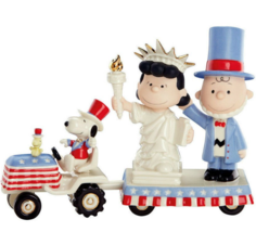 Lenox Peanuts It's Independence Day Charlie Brown Parade 2PC Figurine Set Unused - $252.35