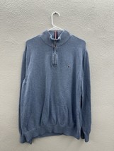 Tommy Hilfiger Mens Sweater Size XL Blue Knit 1/4 Zip Long Sleeve Pullover - £17.81 GBP