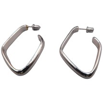 Vintage Pierced Earrings Women Geometric Shaped Open Work Dangle Silver Tone - £7.20 GBP