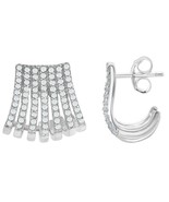 iJewelry2 Sterling Silver Clear Classy Curved Rows CZ Cuff Stud Earrings - $71.67 CAD