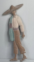 Vintage MCM Painted Sexton Metal Wall Hanging Of Mexican Man in a Sombrero 13” - £7.87 GBP