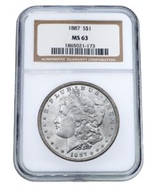 1887 $1 Silver Morgan Dollar Graded by NGC as MS-63 - £116.96 GBP