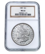1887 $1 Silver Morgan Dollar Graded by NGC as MS-63 - £116.81 GBP