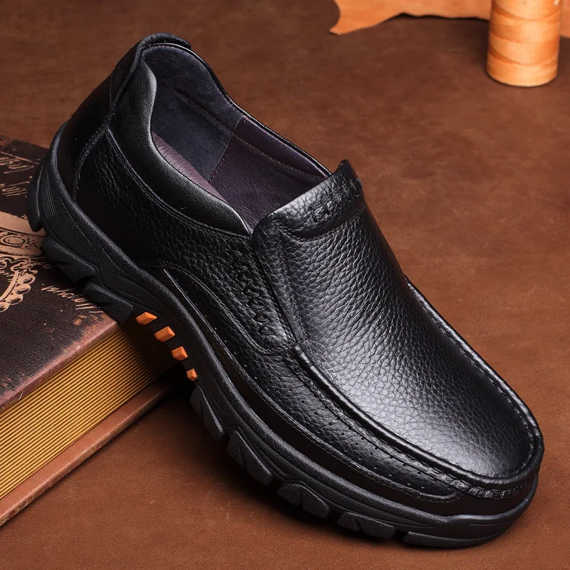 New Men Casual Shoes Soft Cow Leather Men Loafers Fashion Breathable Out... - $54.65