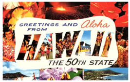 Greetings &amp; Aloha from Hawaii the 50th State Large Letter Postcard - £9.44 GBP