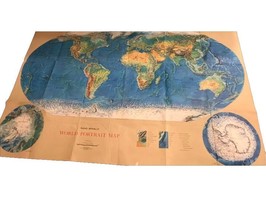 World Portrait Map Rand McNally Vintage Map Folded 5 X 3 Feet Some Fold Marks - £37.91 GBP