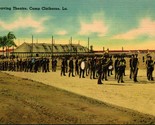 LInen Postcard Camp Claiborne LA Soldiers Band Leaving Theatre UNP S19 - $8.86