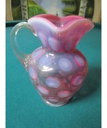 Cranberry Opalescent Coin White Dots Pitcher 5 1/2 X 4 1/2&quot; Diam   Fento... - $2,306.71 MXN