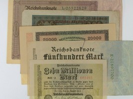 1920-1923 Germany 5-Notes Currency Set // Weimar Republic Treasury Banknotes - £41.95 GBP