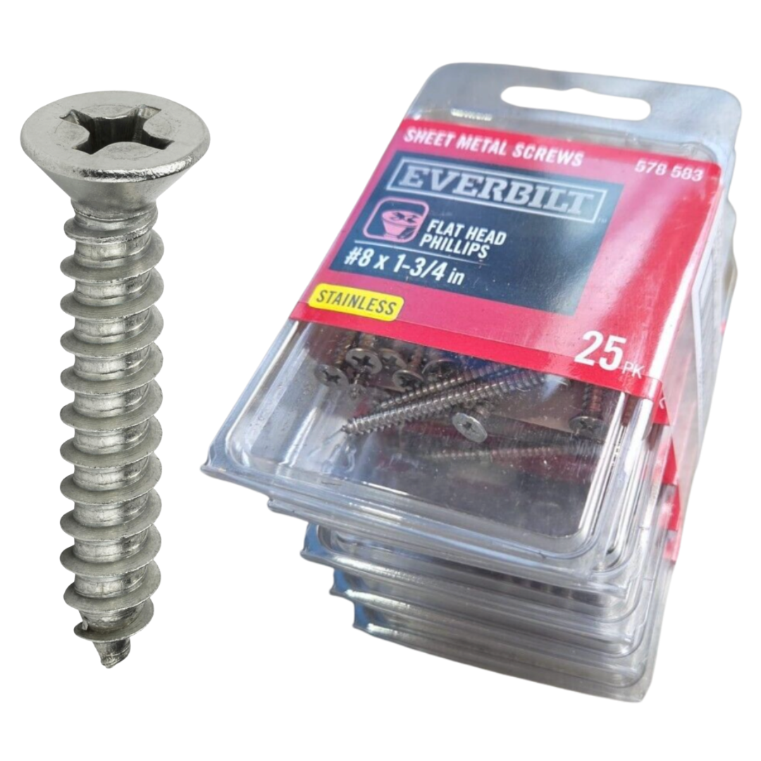 Everbilt #8 x 1-3/4&quot; Stainless Steel Phillips Flat Head Sheet Metal Scre... - $7.61