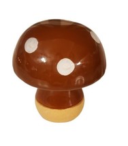 Mushroom Decor Ceramic Fall Table Decor Brown Polka Dot 4&quot; - £15.46 GBP