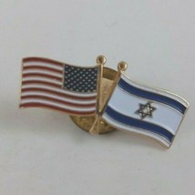 Vintage White With Blue Stripes &amp; Star &amp; USA Flags Lapel Hat Pin - £4.26 GBP