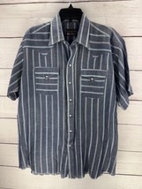 Panhandle Slim Shirt Mens 17 Large Pearl Snap  Western Gray Stripe Rodeo... - $15.90