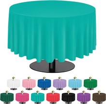 tujol Teal 6 Pack Plastic Table Cloth 84 , Disposable Round - £13.59 GBP