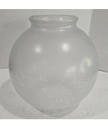 Antique Vtg Frosted Etched Floral Glass Round Sconce Pendant Lamp Light ... - $18.81