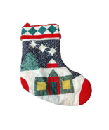 Quilted Christmas Stocking Cabin Stars Tree  90s - $12.19