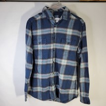 Mens Goodfellow Flannel Shirt Blue Plaid Cotton Size Medium - £12.25 GBP