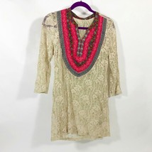 Gimmicks by BKE Cream Crochet and Embroidery Boho Top Wms Small - $14.84